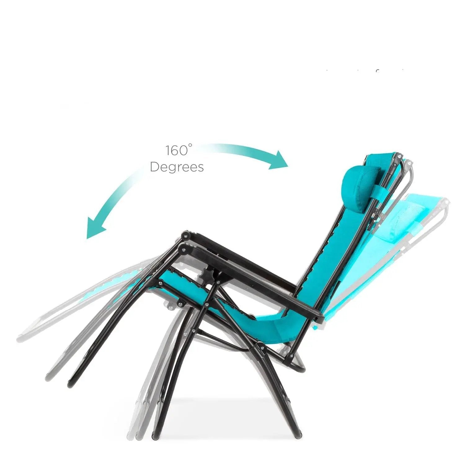 Teal Blue Zero Gravity Folding Reclining Patio Lounge Chair with Canopy by HomePacific