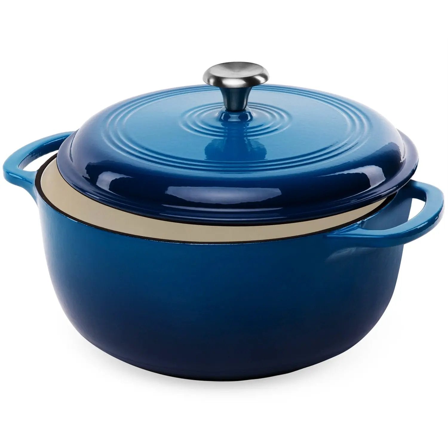 6 Quart Large Blue Enamel Cast-Iron Dutch Oven Kitchen Cookware by HomePacific