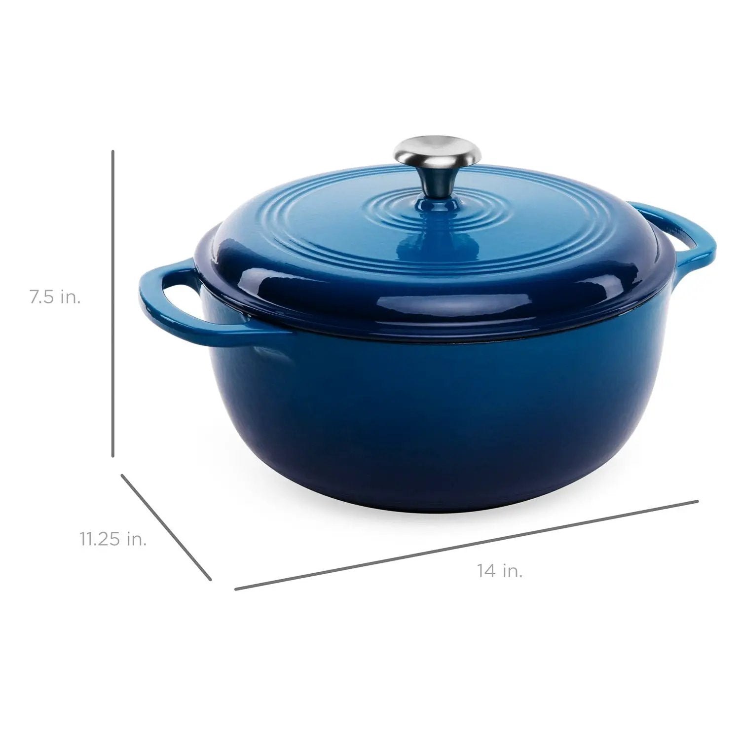 6 Quart Large Blue Enamel Cast-Iron Dutch Oven Kitchen Cookware by HomePacific