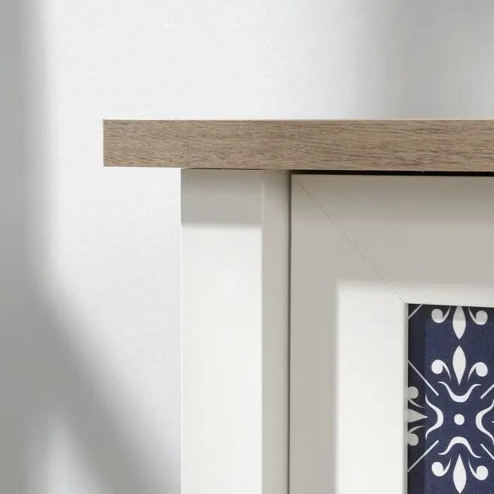 FarmHouse White Blue Oak Top 2 Drawer Office Writing Desk - Made In USA by HomePacific