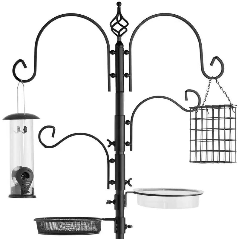 Complete Bird Feeder Set with Black Metal Stand and Bird Feeders by HomePacific