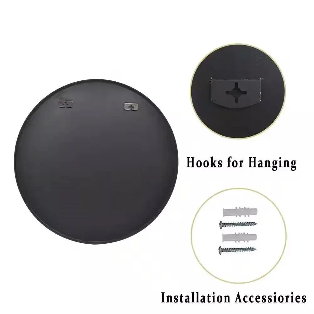 Round 24-inch Circular Bathroom Wall Mirror with Black Frame by HomePacific
