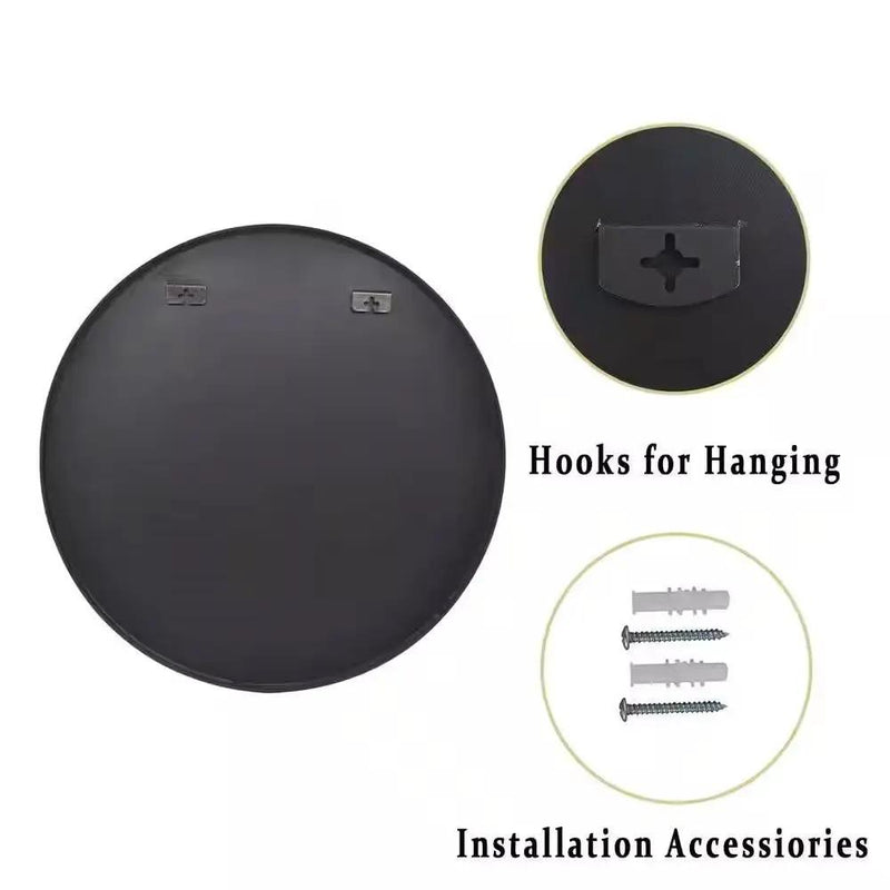 Round 24-inch Circular Bathroom Wall Mirror with Black Frame by HomePacific