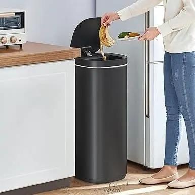 Black Motion Sensor Stainless Steel 13 gallon Trash Can with Ozone Button by HomePacific