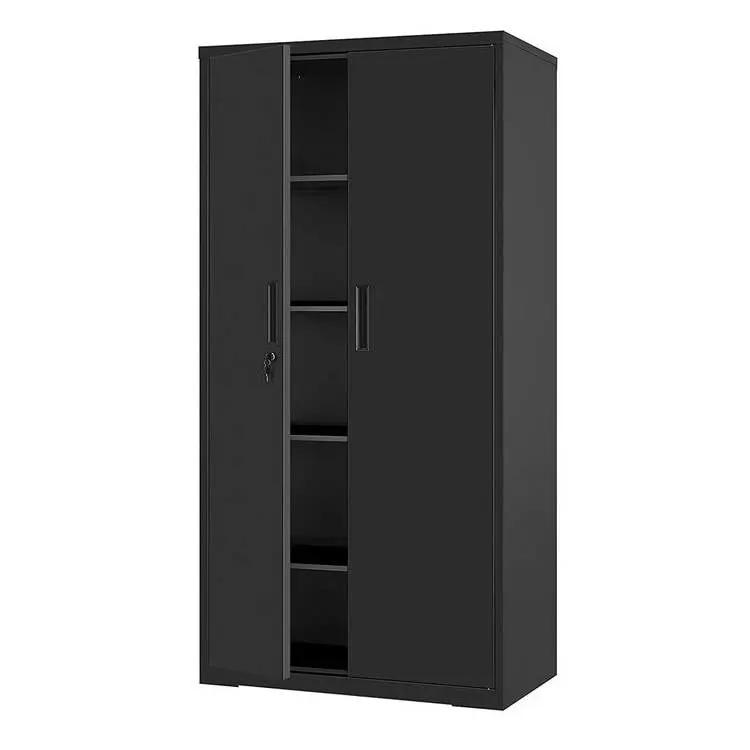 Black Steel Lockable Storage Cabinet Shelving Unit with 4 Adjustable Shelves by HomePacific