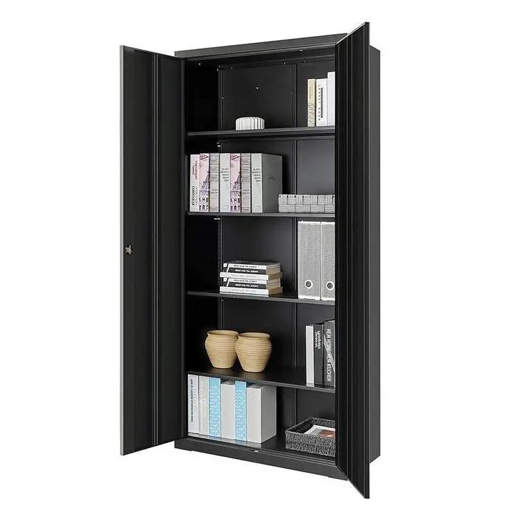 Black Steel Lockable Storage Cabinet Shelving Unit with 4 Adjustable Shelves by HomePacific