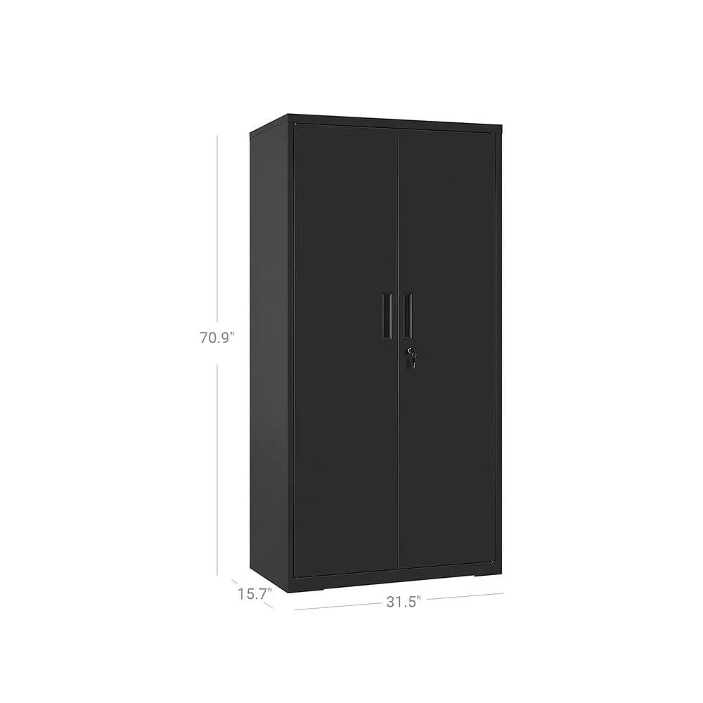 Black Steel Lockable Storage Cabinet Shelving Unit with 4 Adjustable Shelves by HomePacific