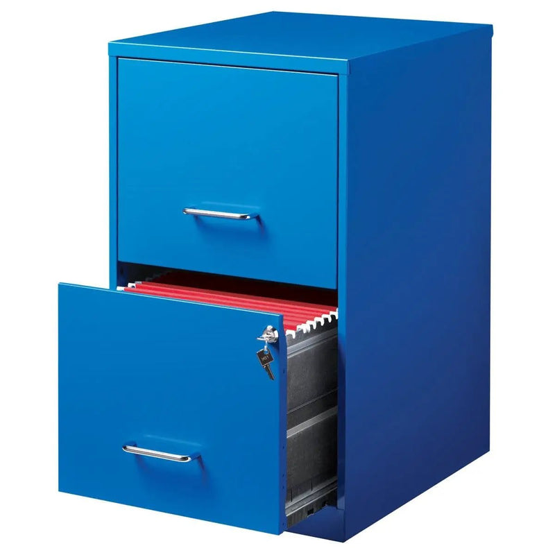 Blue Metal 2-Drawer Vertical Key Locking Heavy Duty Filing Cabinet by HomePacific
