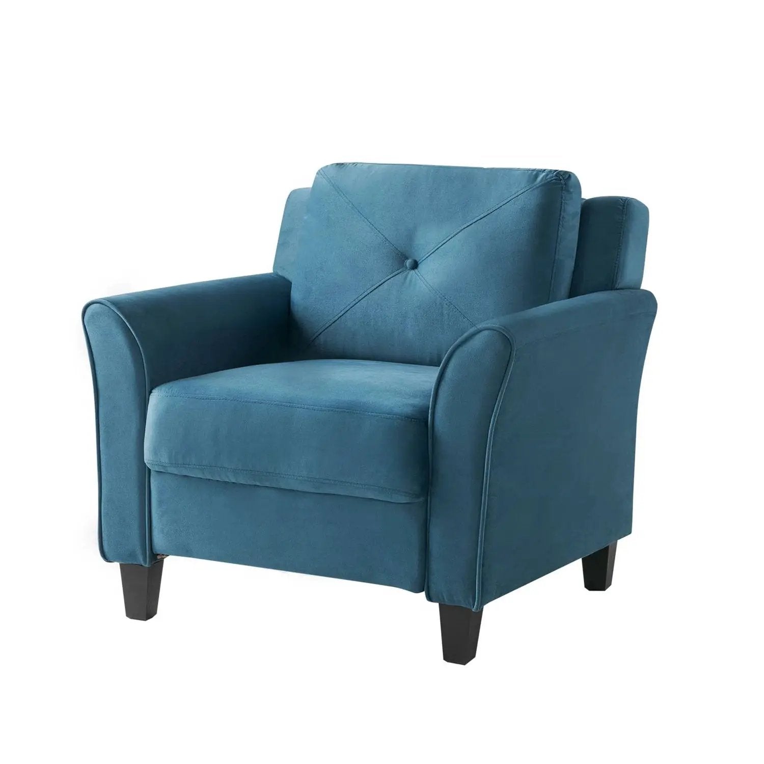 Blue Microfiber Upholstered Armchair Flared Arm Chair with Tufted Back Cushion by HomePacific