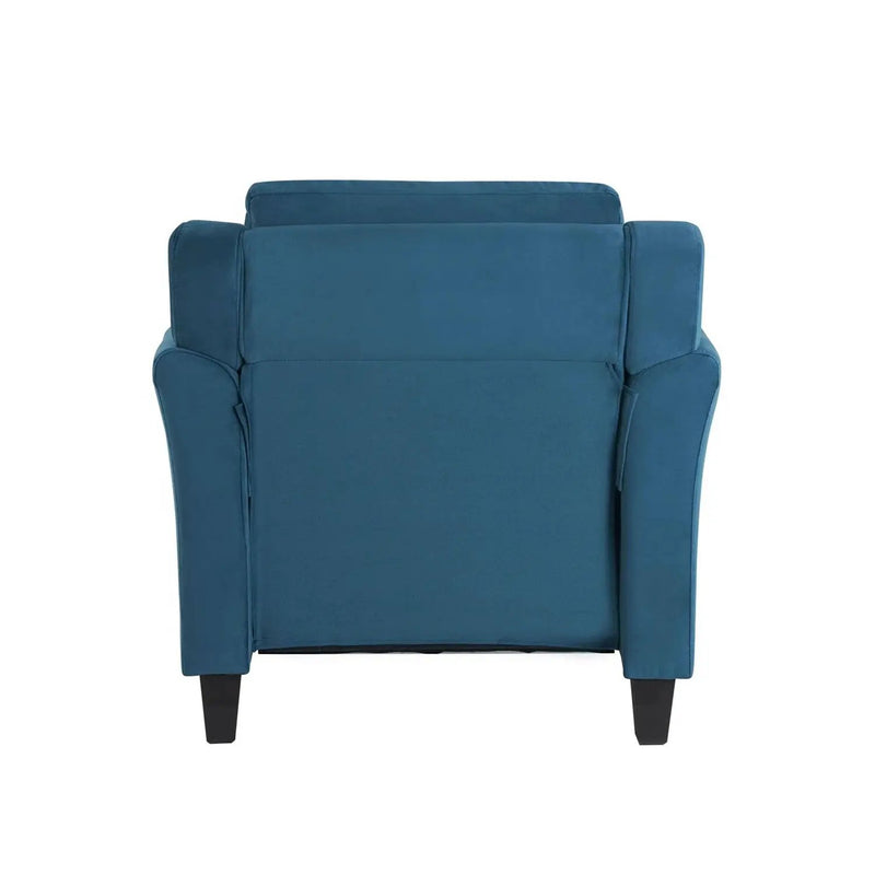 Blue Microfiber Upholstered Armchair Flared Arm Chair with Tufted Back Cushion by HomePacific