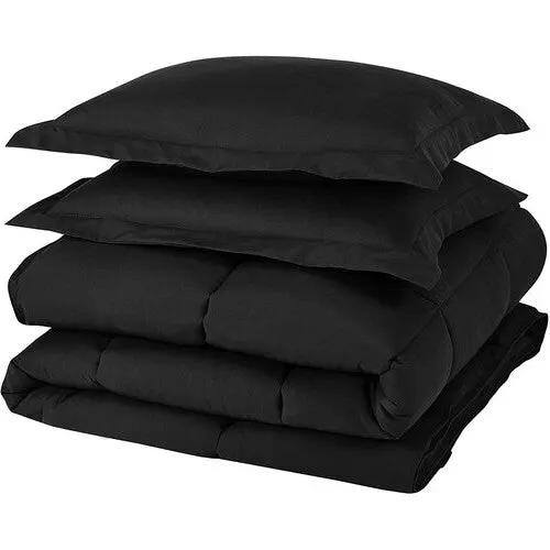 Twin Size Reversible Microfiber Down Alternative Comforter Set in Black by HomePacific