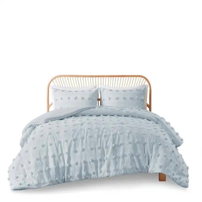 Twin/Twin XL 2-Piece Blue Pompom Microfiber Hypoallergenic Comforter Set by HomePacific