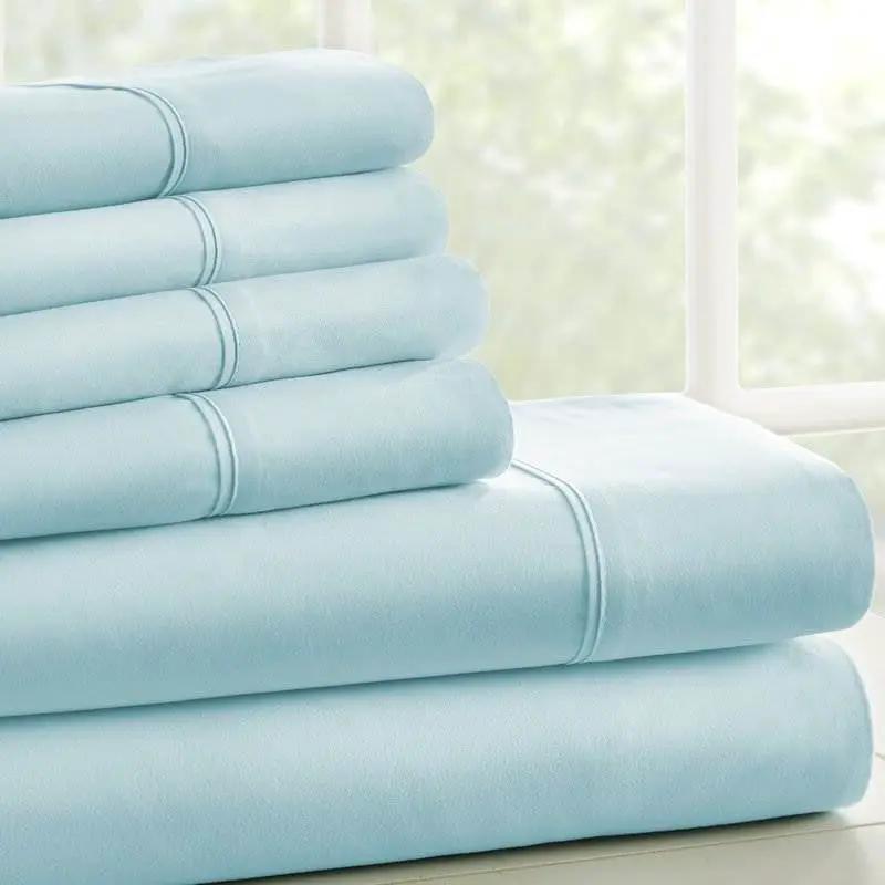 Twin XL Aqua 4 Piece Wrinkle Resistant Microfiber Polyester Sheet Set by HomePacific
