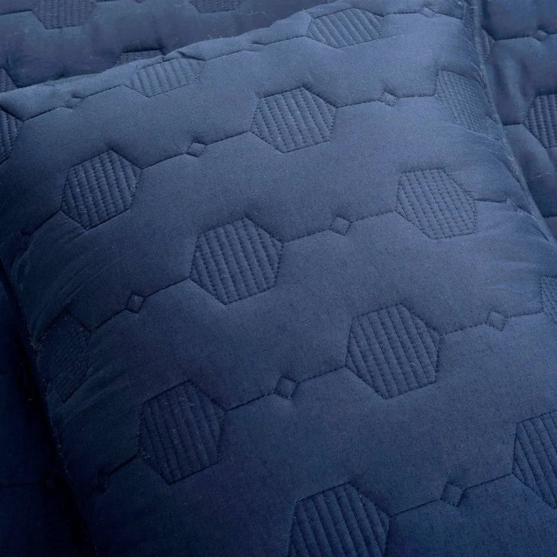 King/California King size Lightweight Blue Textured Cotton 3 Piece Quilt Set by HomePacific