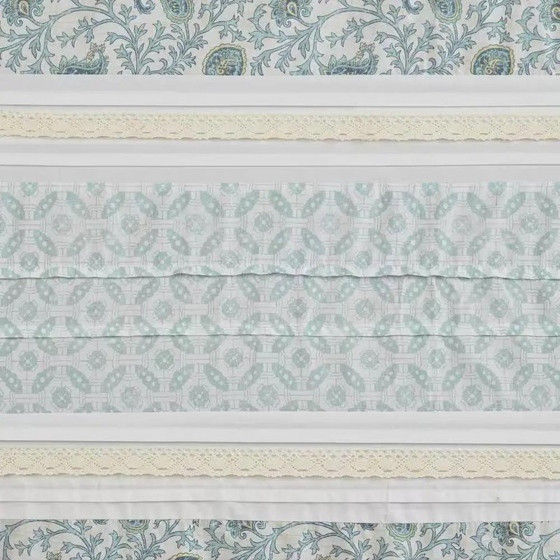72 x 72-in Cotton Shower Curtain with Teal Blue Grey Cream White Paisley Pattern by HomePacific