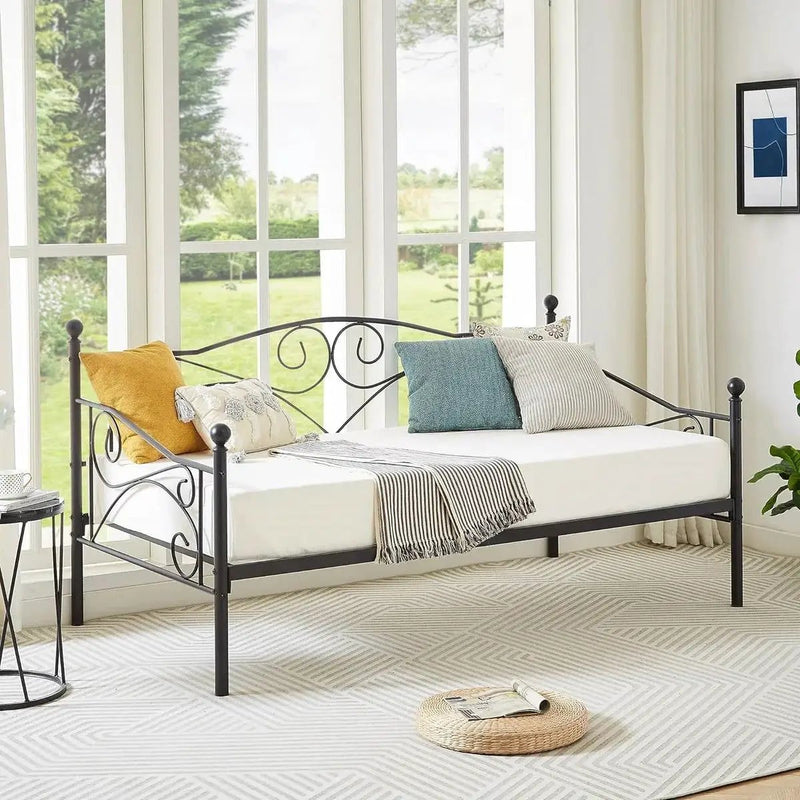 Twin size Classic Heavy Duty Steel Daybed Frame in Black Metal Finish by HomePacific