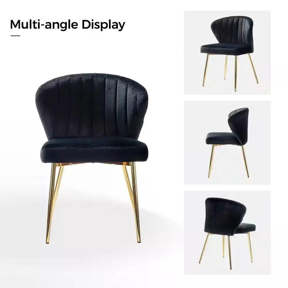 Black Velvet Upholstered Wingback Accent Side Chair w/ Gold Metal Legs by HomePacific