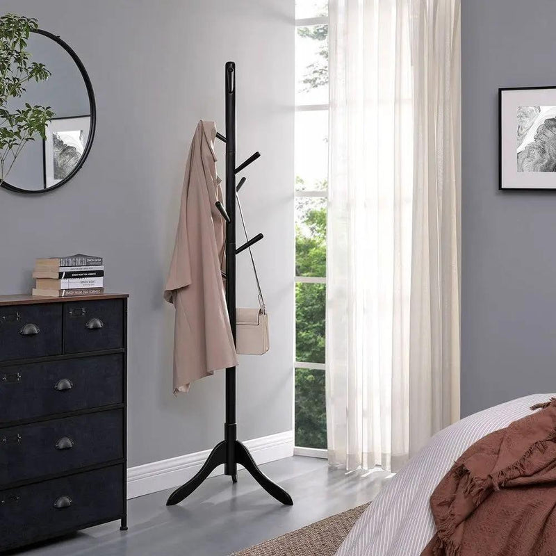 Space Saving Solid Wood Modern Coat Rack in Black Finish by HomePacific