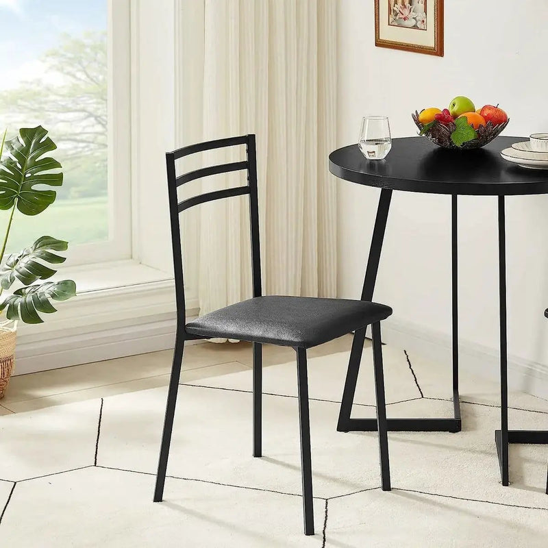 Modern 3-Piece Kitchen Dining Set with Round Black Wood-Top Table and 2 Chairs by HomePacific