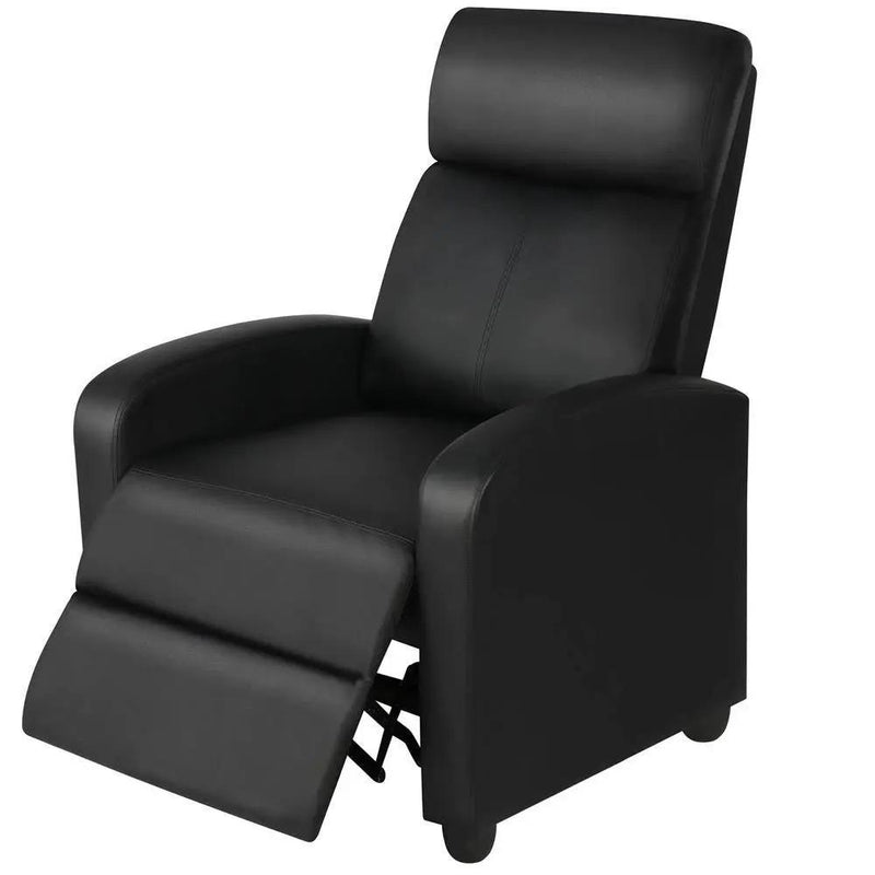 Black High-Density Faux Leather Push Back Recliner Chair by HomePacific