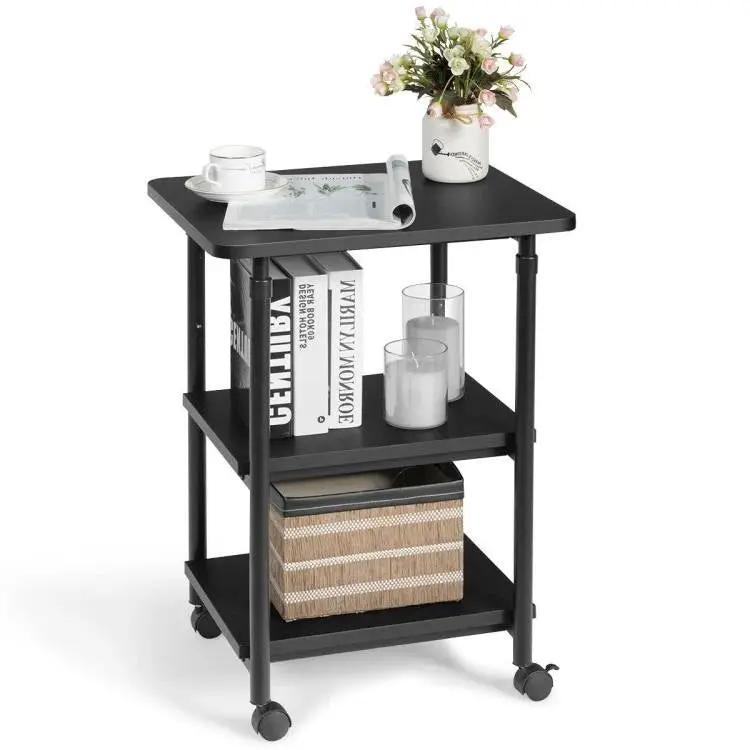 Black Multifunction Adjustable Height 3-tier Printer Stand on Wheels by HomePacific