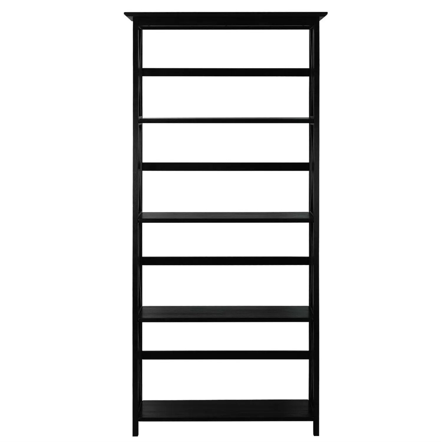 Tall 5-Tier Bookcase in Black Wood Finish by HomePacific