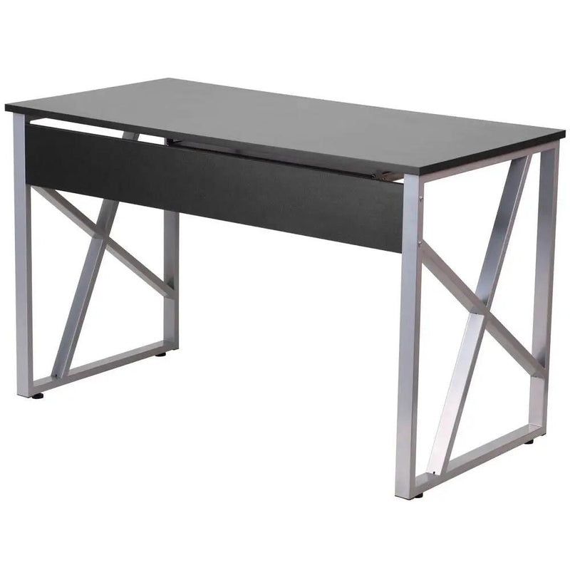 Contemporary Black Laminate Office Computer Desk with Keyboard Tray by HomePacific