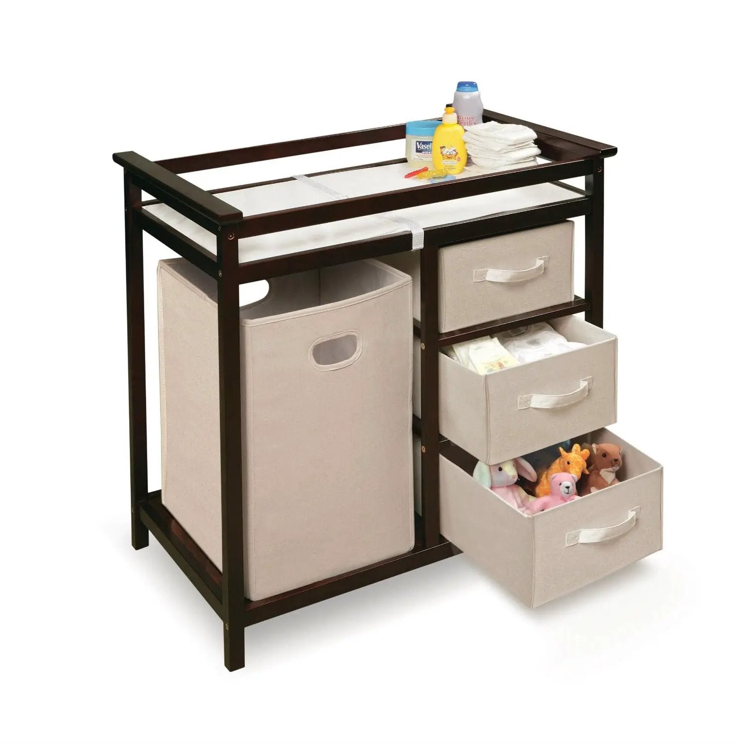Baby Changing Table with 3 Baskets and Hamper in Espresso by HomePacific