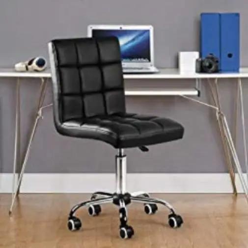 Modern Mid-Back Black Faux Leather Office Chair with Removable Arms by HomePacific