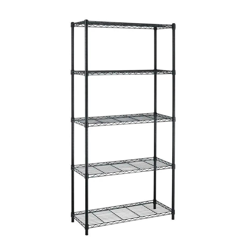 Black Metal 5-Shelf Heavy Duty Shelving Unit Storage Rack by HomePacific