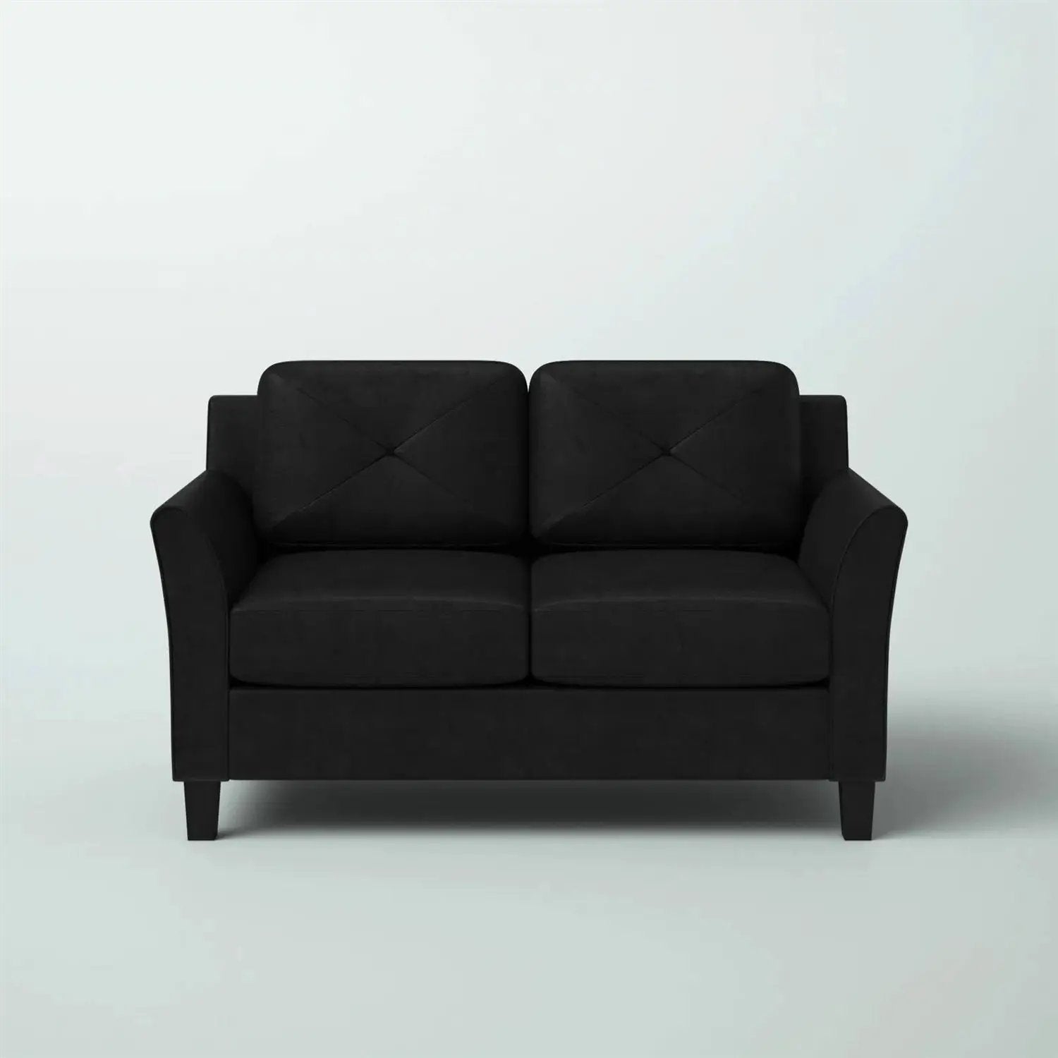 Modern Upholstered Loveseat Sofa in Black Microfiber with Button Tufted Cushions by HomePacific