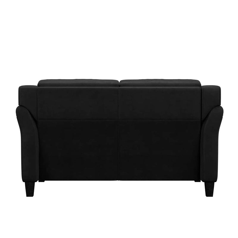 Modern Upholstered Loveseat Sofa in Black Microfiber with Button Tufted Cushions by HomePacific