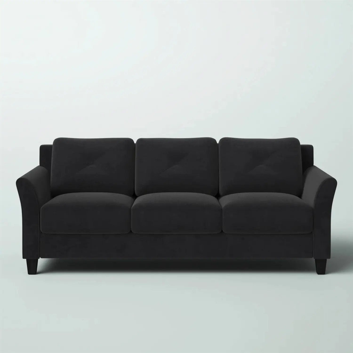 Modern 3-Seater Black Microfiber Upholstered Sofa by HomePacific