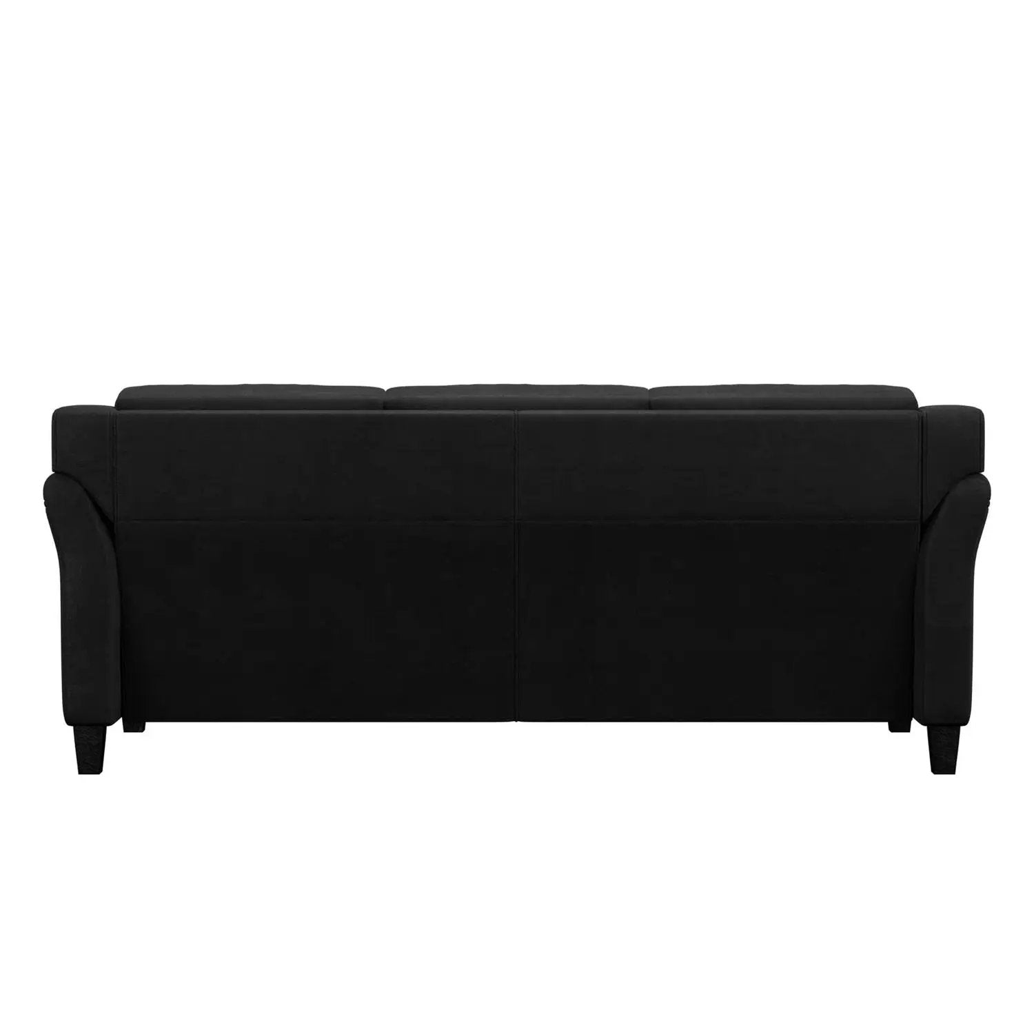 Modern 3-Seater Black Microfiber Upholstered Sofa by HomePacific