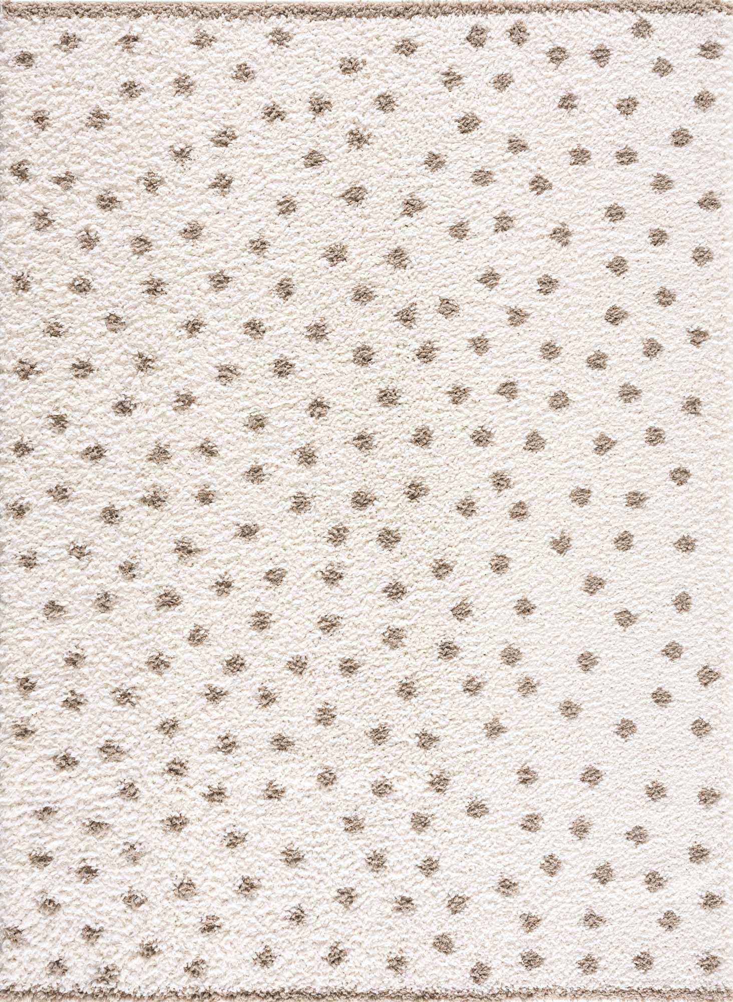 Chaia Dotted Cream & Brown Plush Rug by Boutique Rugs