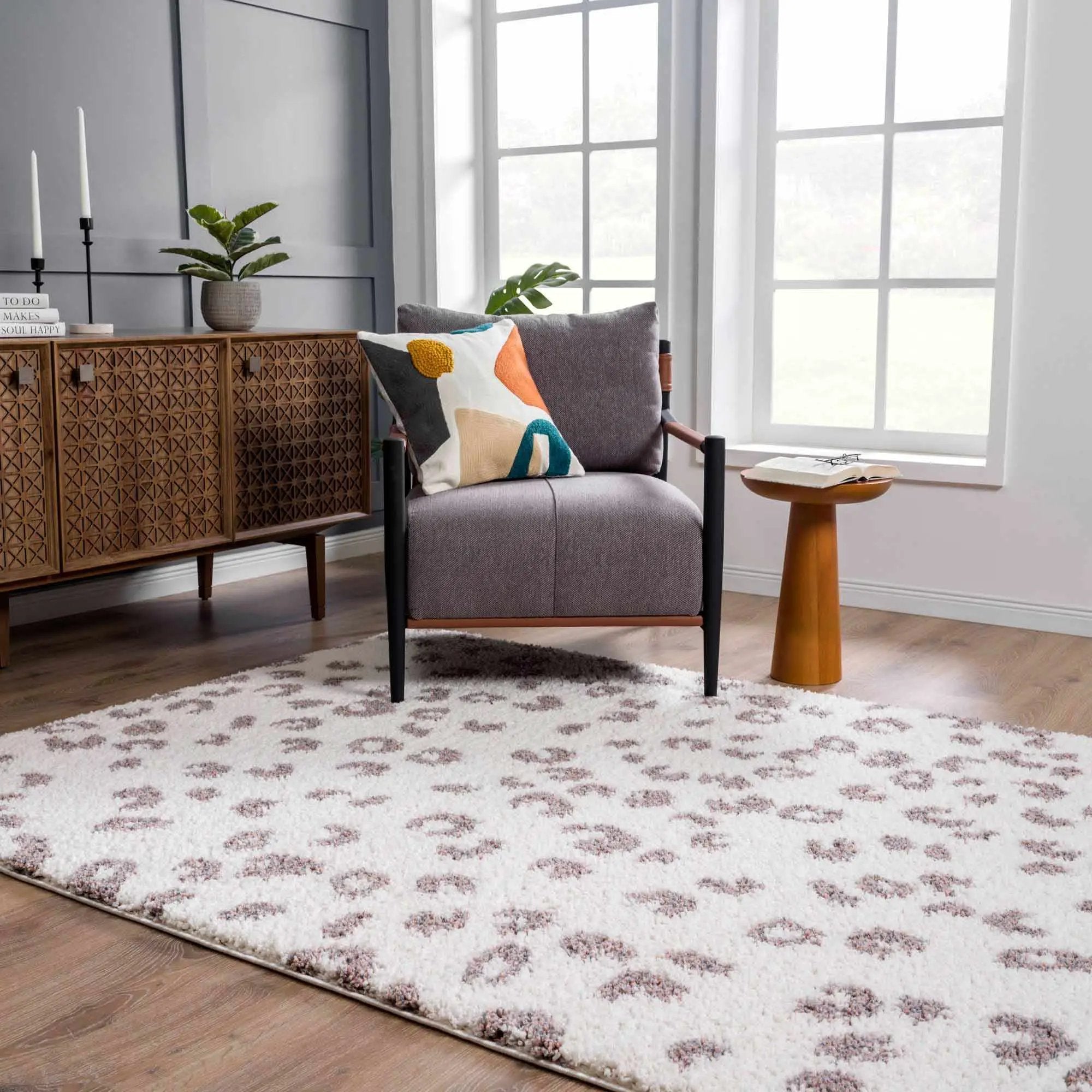 Zhen Pink Spots Leopard Rug - Clearance by Boutique Rugs
