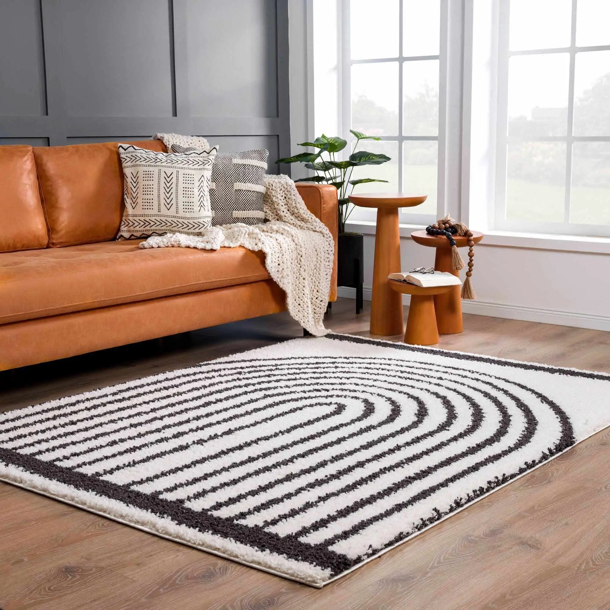 Bauer Plush Black Rainbow Rug - Clearance by Boutique Rugs