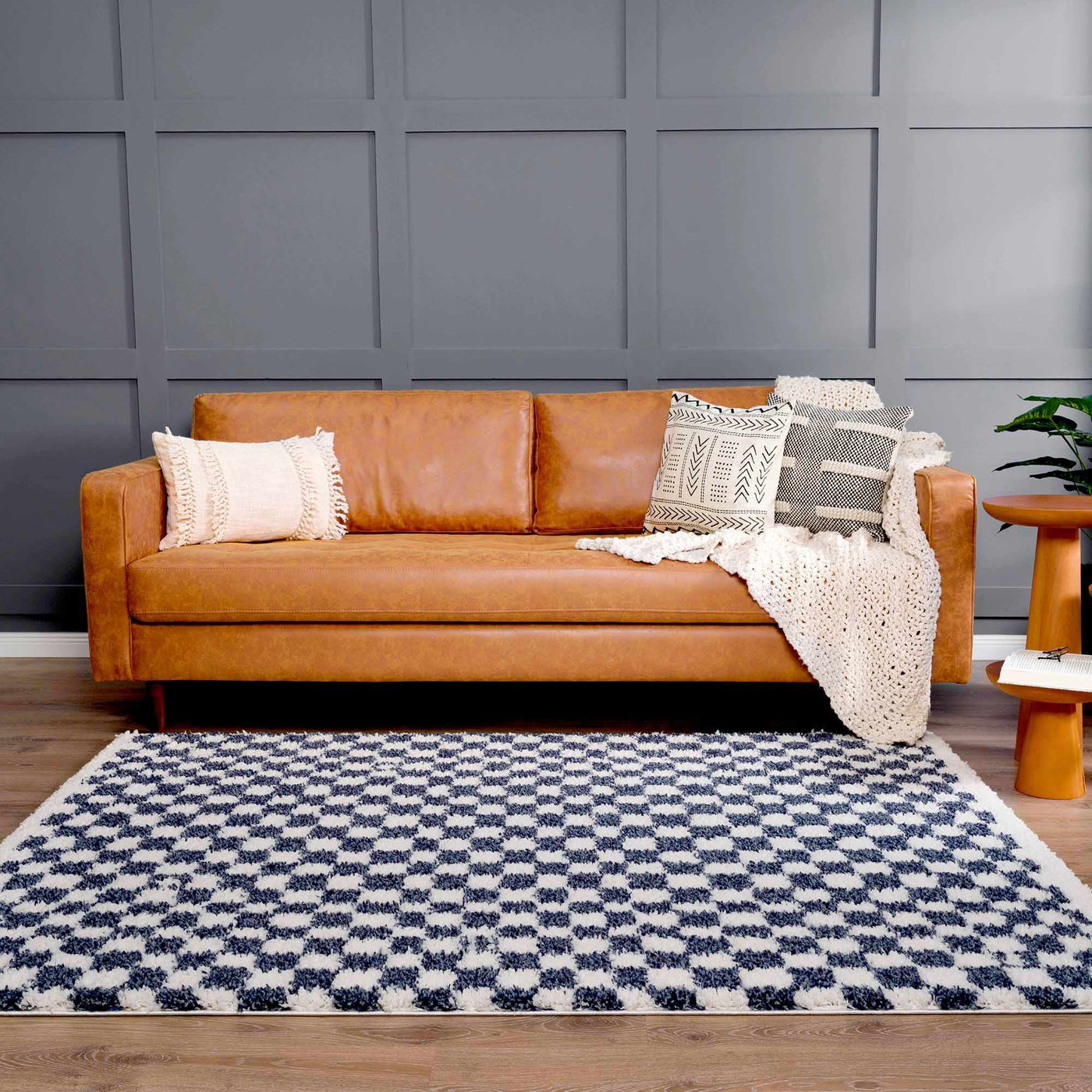 Kieu Blue & White Checkered Area Rug by Boutique Rugs