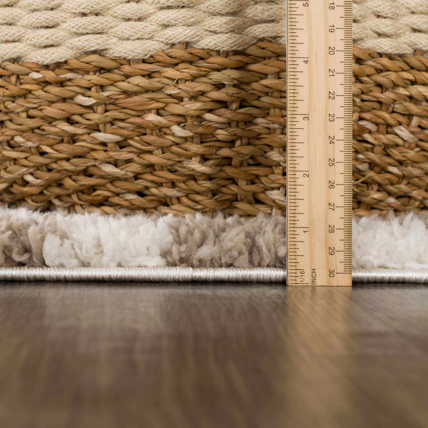 Kieu Taupe Checkered Shag Rug by Boutique Rugs