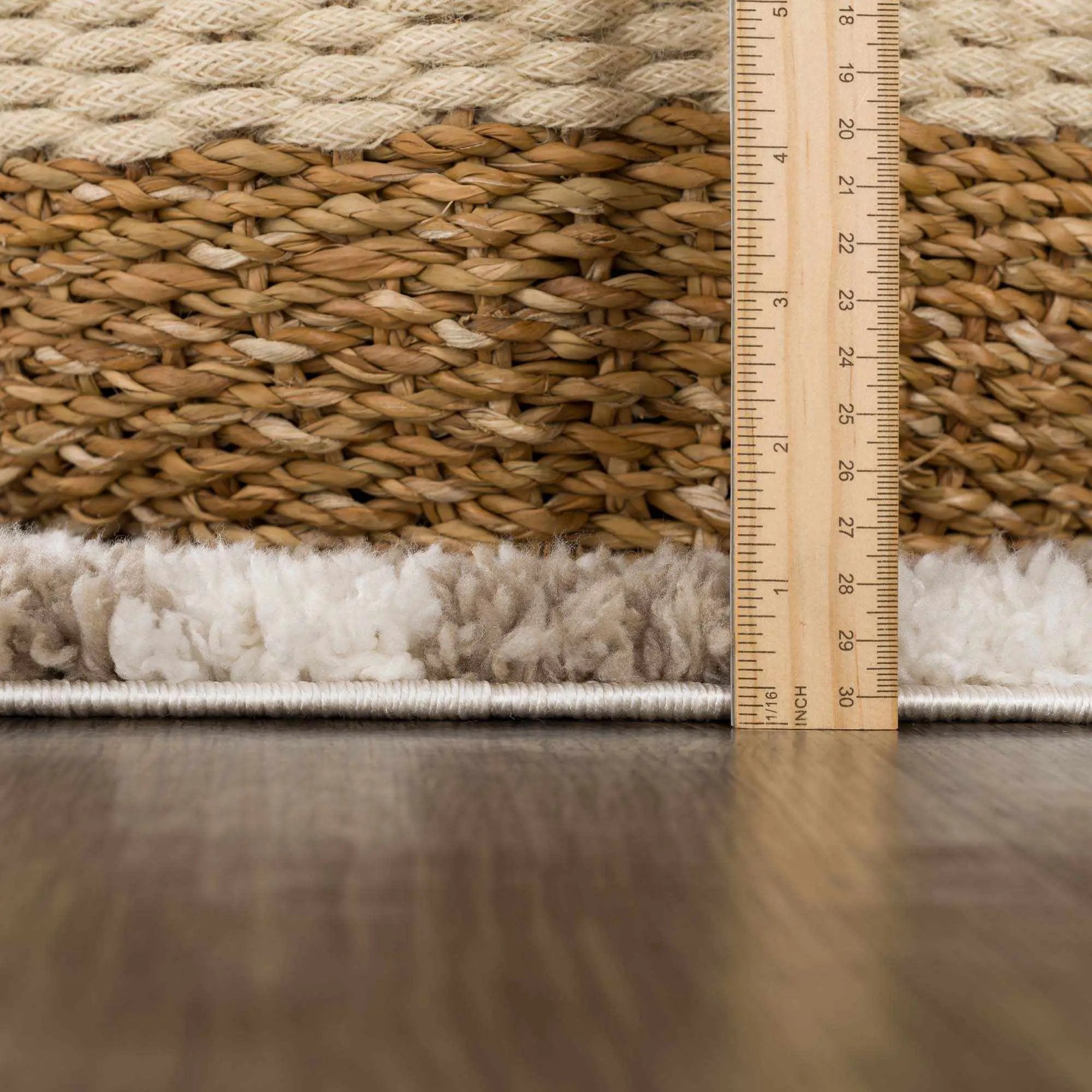 Kieu Taupe Checkered Shag Rug by Boutique Rugs