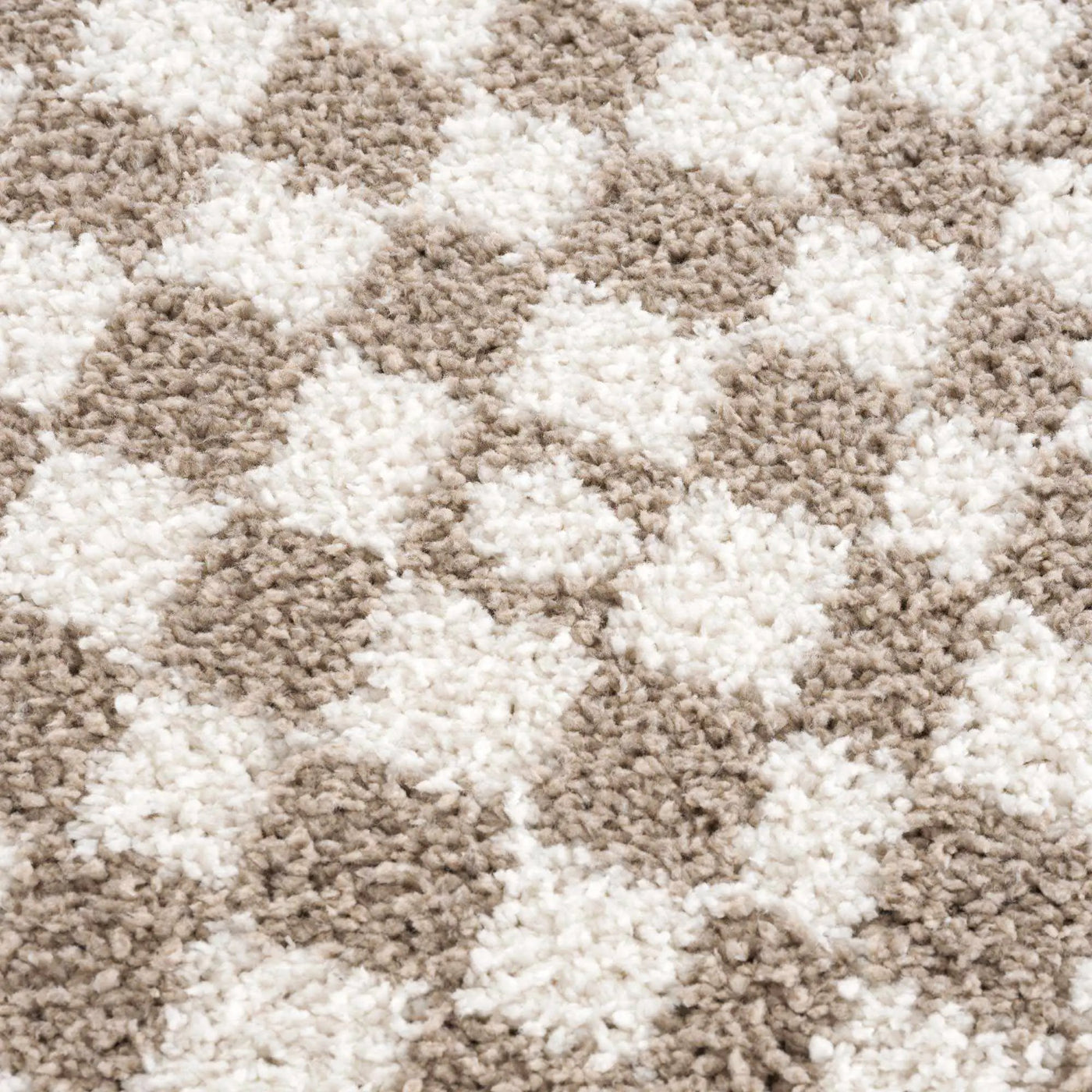 Kieu Taupe Checkered Shag Rug by Boutique Rugs