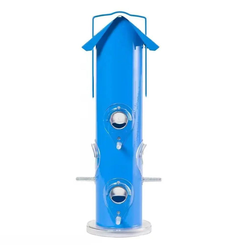 Outdoor Patio Garden 6-Perch Metal Tube Bird Feeder in Blue by HomePacific