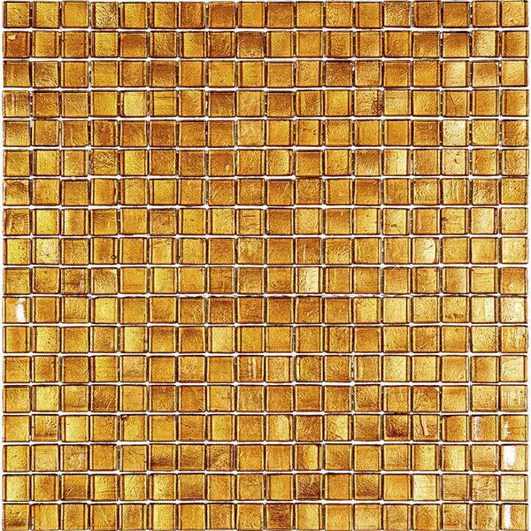 Goldenrod Brown 12x12 Glossy Uniform Square Glass Mosaic Tile (20 pack, 18.69 sq ft/case)