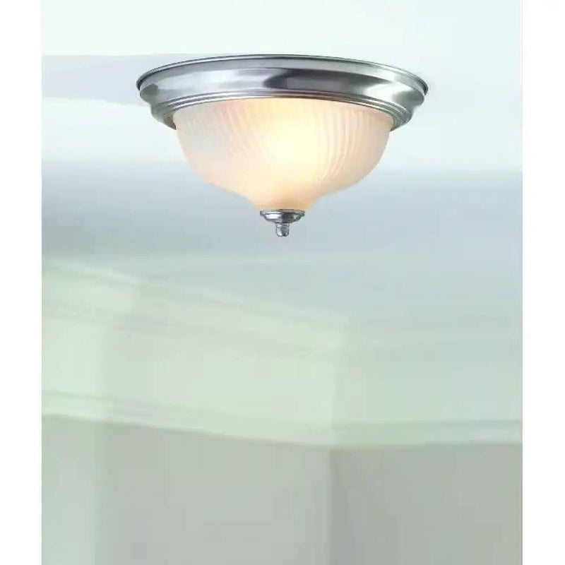 Round 11-inch Brushed Nickel Flush Mount Ceiling Light with Frosted Glass Shade by HomePacific