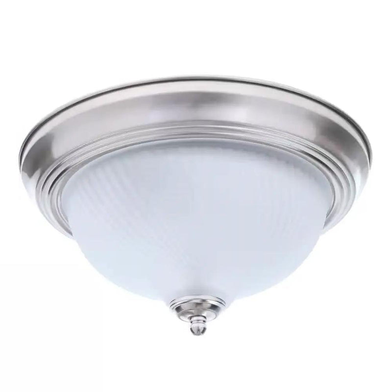 Round 11-inch Brushed Nickel Flush Mount Ceiling Light with Frosted Glass Shade by HomePacific