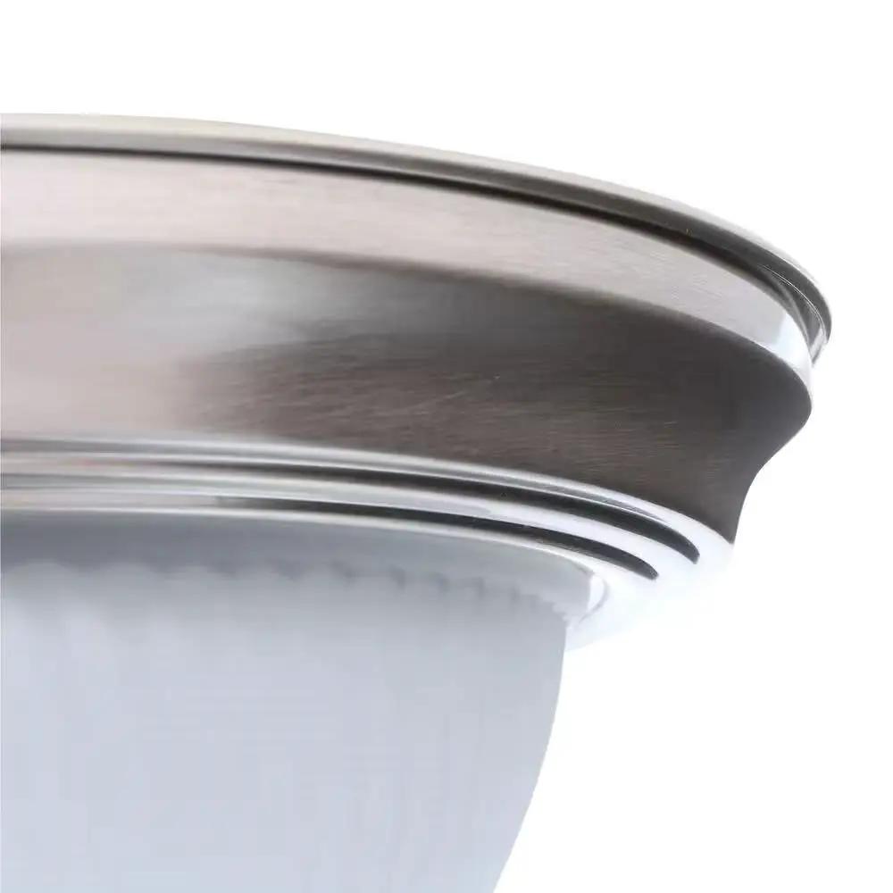 Round 11-inch Brushed Nickel Flush Mount Ceiling Light with Frosted Glass Shade by HomePacific