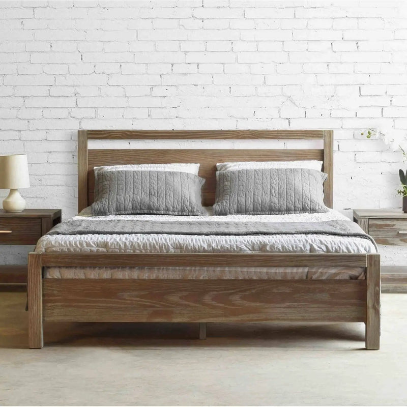 Queen Size FarmHouse Traditional Rustic Pine Platform Bed by HomePacific