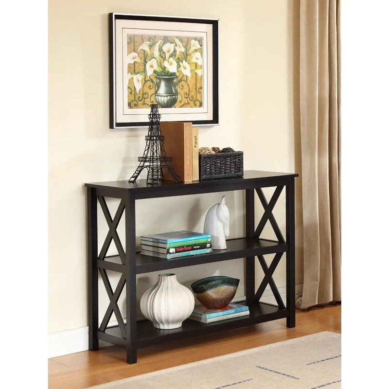 3-Tier Black Sofa Table Bookcase Living Room Shelves by HomePacific