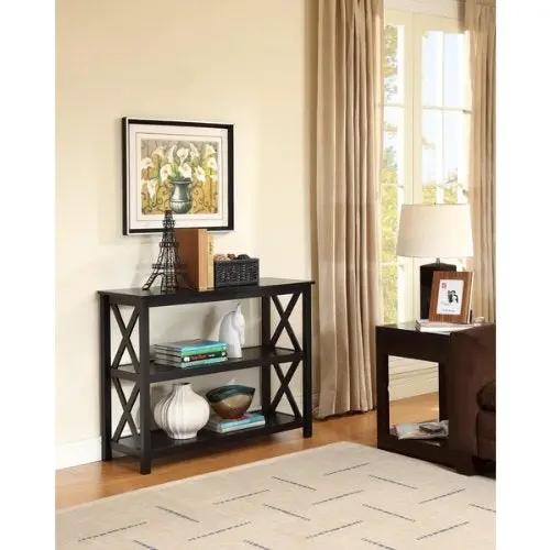 3-Tier Black Sofa Table Bookcase Living Room Shelves by HomePacific