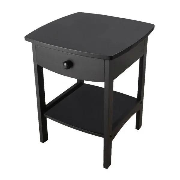 Black 1-Drawer Bedroom Nightstand Contemporary End Table by HomePacific